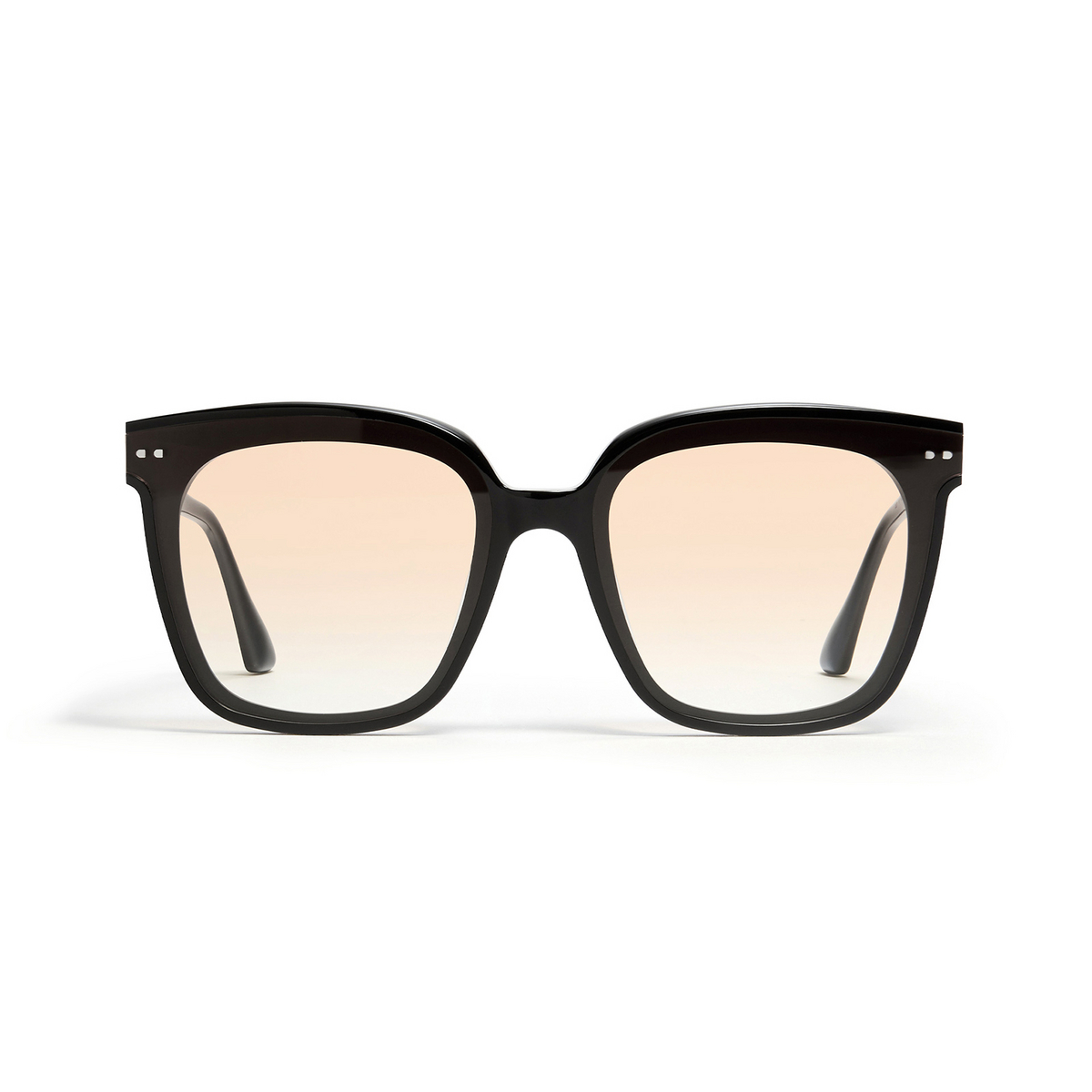 Gentle Monster® Square Sunglasses: Lo Cell color Black 01OG - front view.
