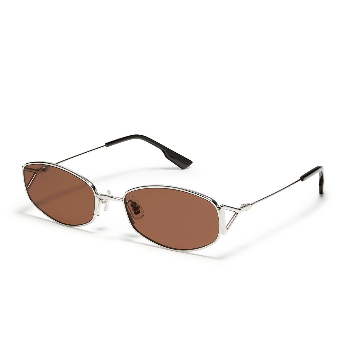 Gentle Monster® Oval Sunglasses: Moneta color Silver 02 - three-quarters view.