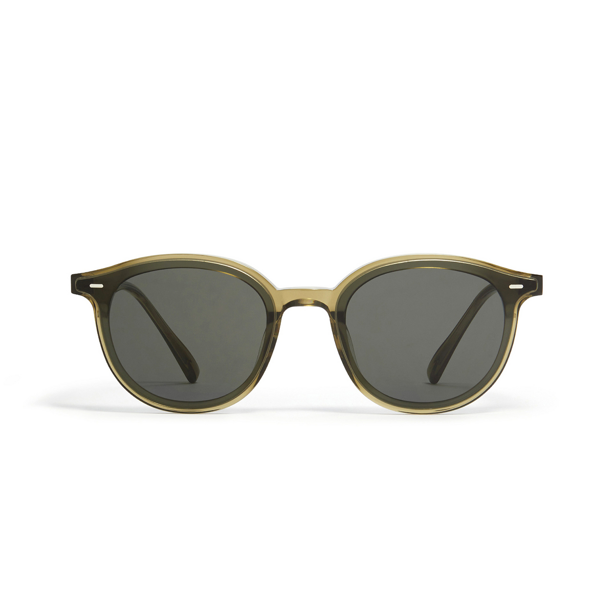Gentle Monster® Square Sunglasses: Obon color Green KC1 - front view.