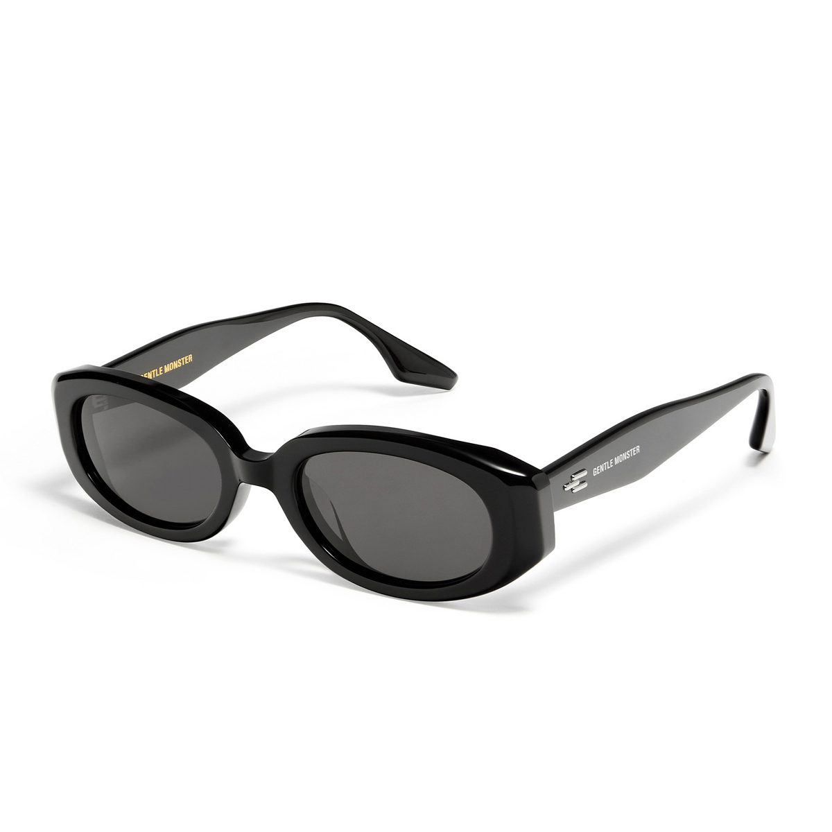 Gentle Monster® Oval Sunglasses: Oto color Black 01 - three-quarters view.