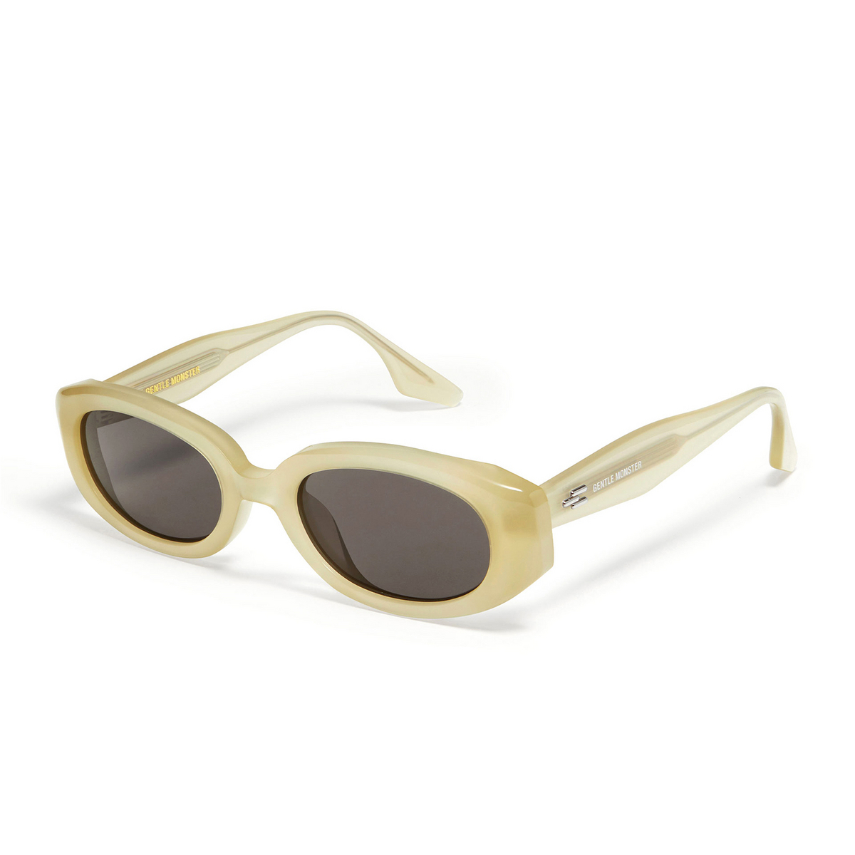 Gentle Monster® Oval Sunglasses: Oto color Ivory IC1 - three-quarters view.