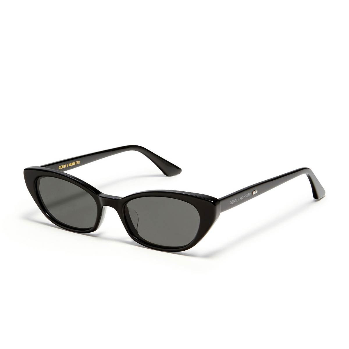 Gentle Monster® Oval Sunglasses: Pesh color Black 01 - three-quarters view.