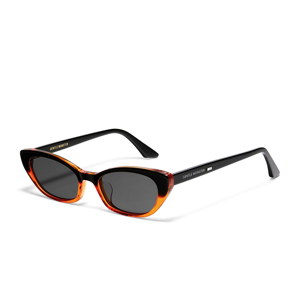 Gentle Monster PESH Sunglasses BOG1 Orange Gradient Black - three-quarters view