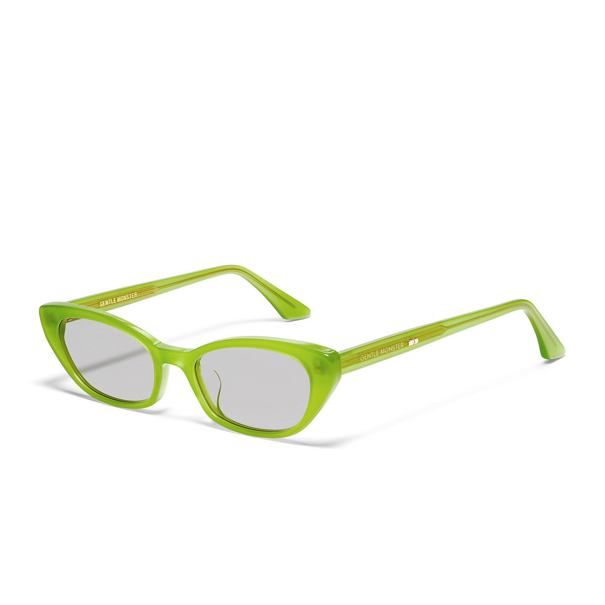 Gentle Monster® Oval Sunglasses: Pesh color Green GR3 - three-quarters view.