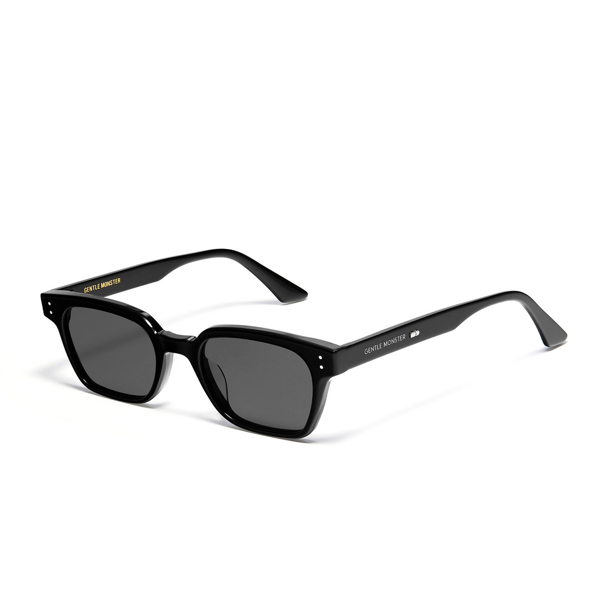 Gentle Monster® Square Sunglasses: Roudy color Black 01 - three-quarters view.