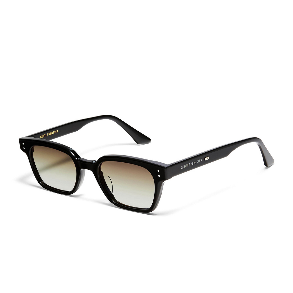 Gentle Monster® Square Sunglasses: Roudy color Black 01DBG - three-quarters view.