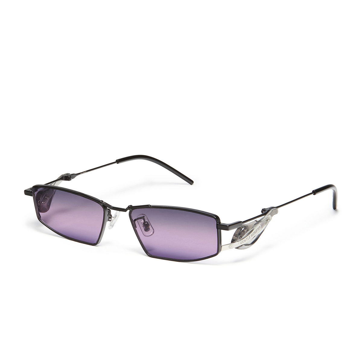 Gentle Monster® Rectangle Sunglasses: Seydoux color Black M01 - three-quarters view.