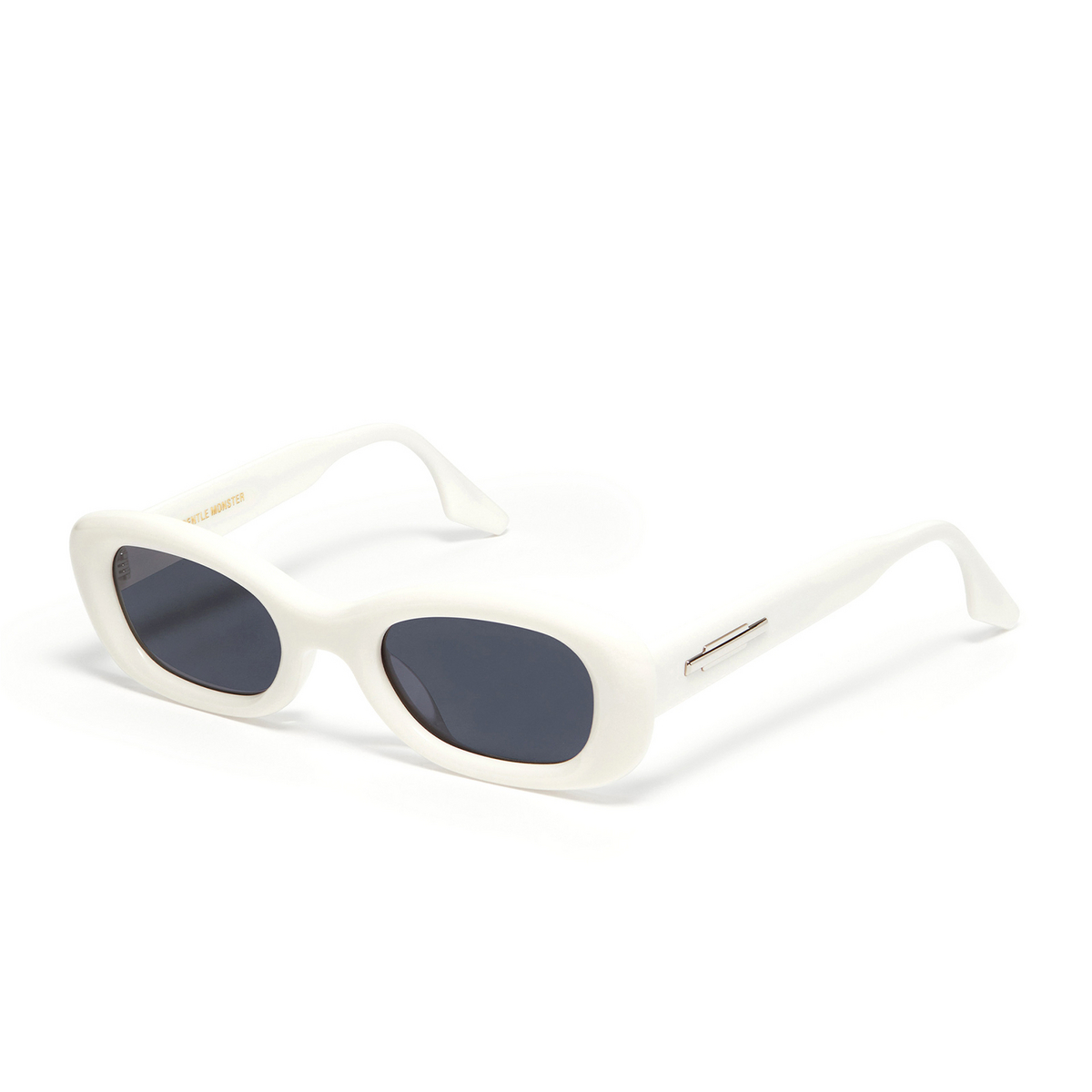 Gentle Monster® Oval Sunglasses: Tambu color White W1 - three-quarters view.