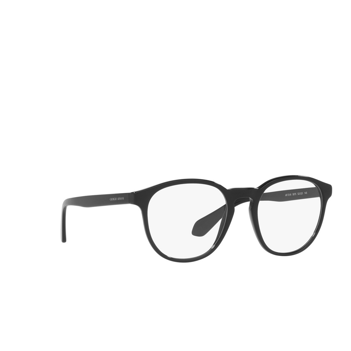 Giorgio Armani® Round Eyeglasses: AR7216 color Shiny Black 5875 - three-quarters view.