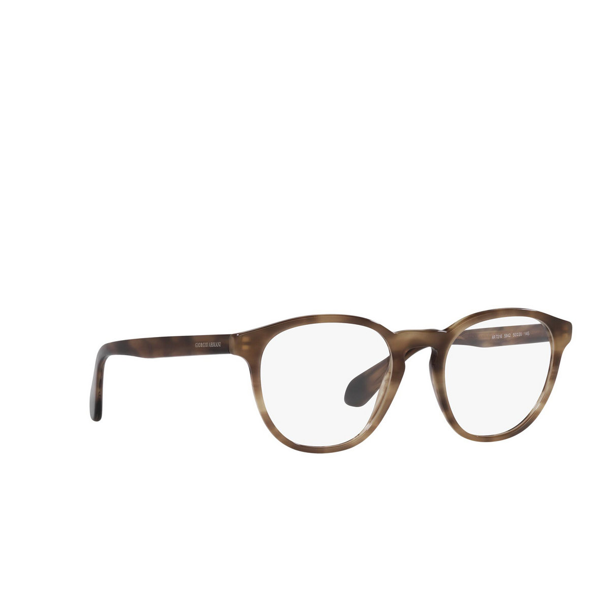 Giorgio Armani® Round Eyeglasses: AR7216 color Opal Striped Brown 5942 - three-quarters view.