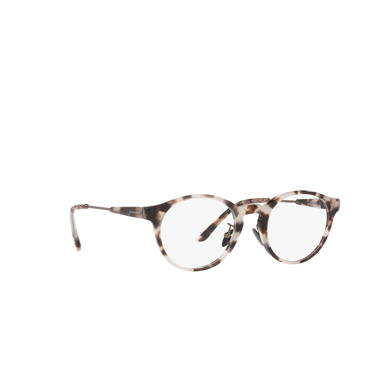 Giorgio Armani® Round Eyeglasses: AR7218 color Beige Tortoise 5648 - three-quarters view.
