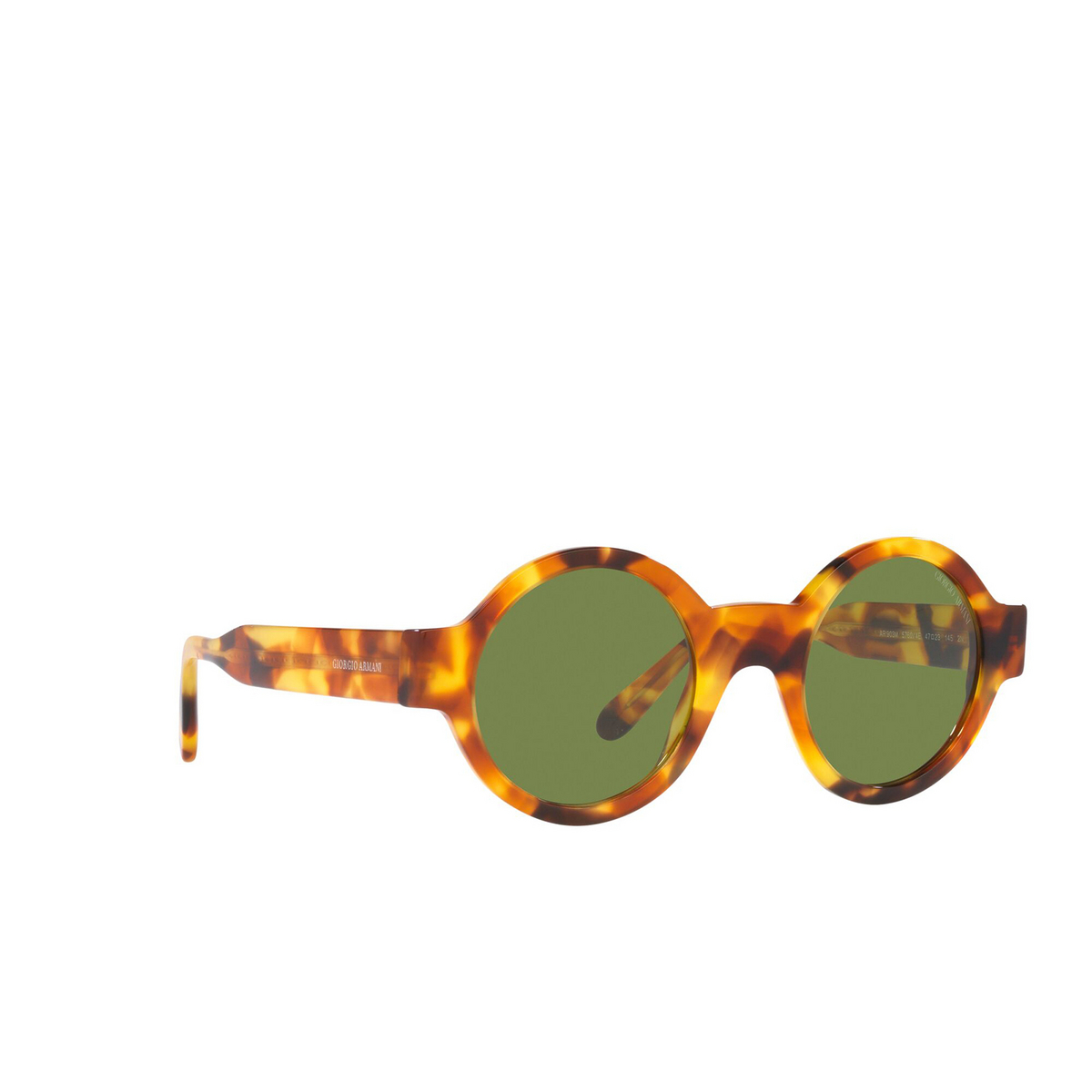 Giorgio Armani® Round Sunglasses: AR903M color Yellow Havana 57604E - three-quarters view.