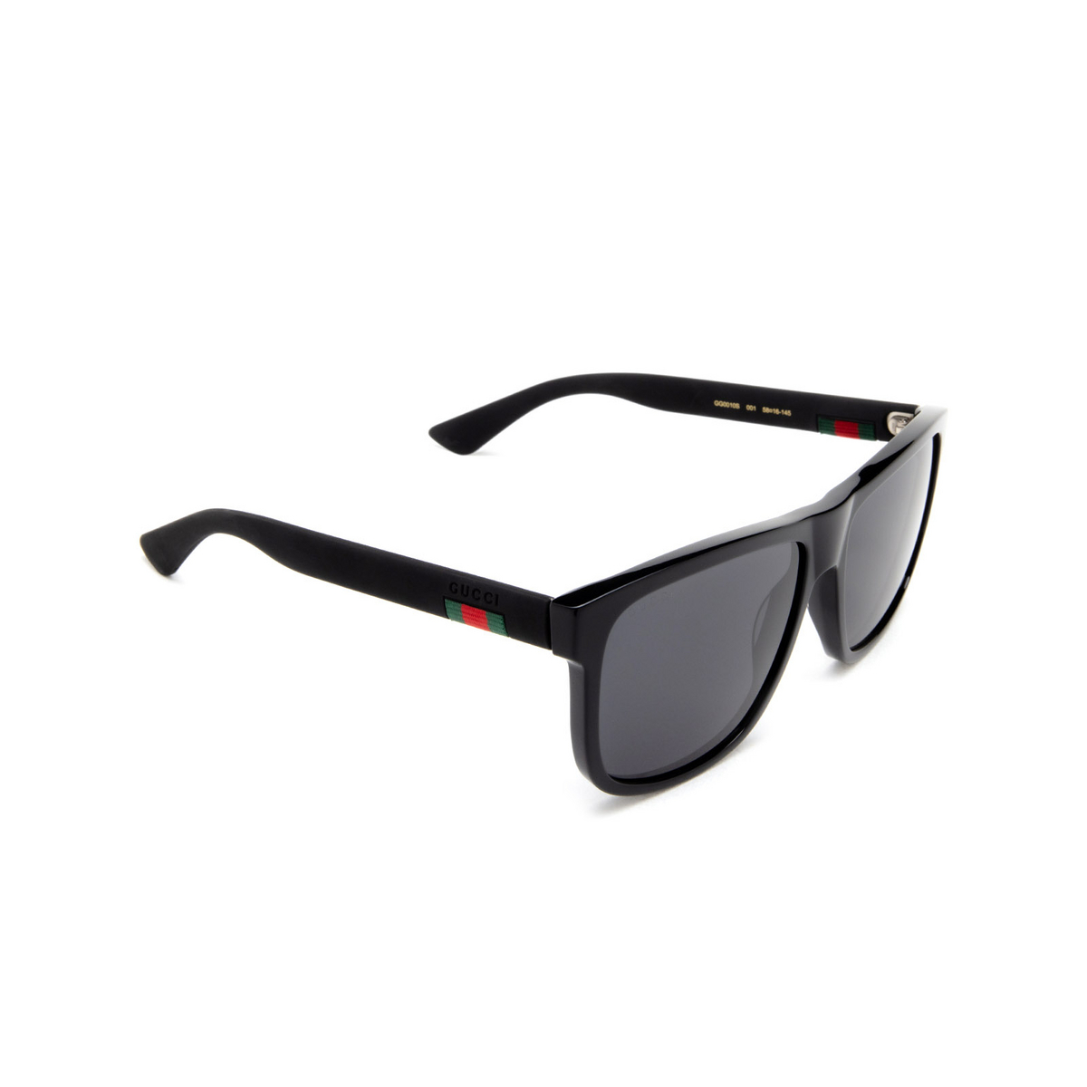 Gucci GG0010S Sunglasses 001 Black - three-quarters view