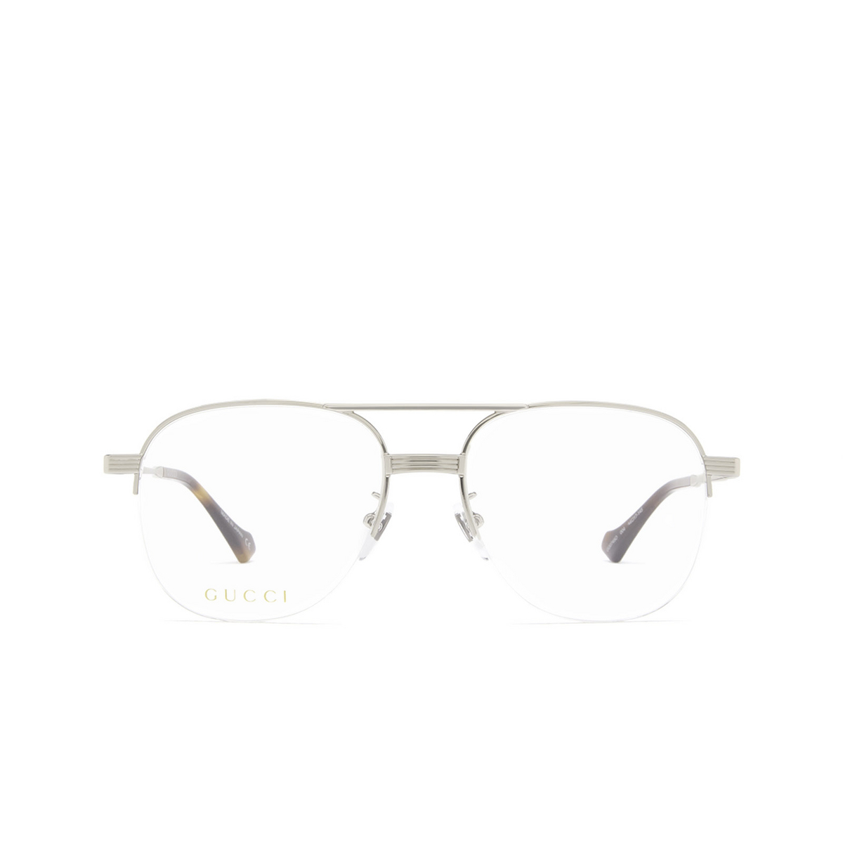 Gucci® Aviator Eyeglasses: GG0745O color Silver 004 - front view.
