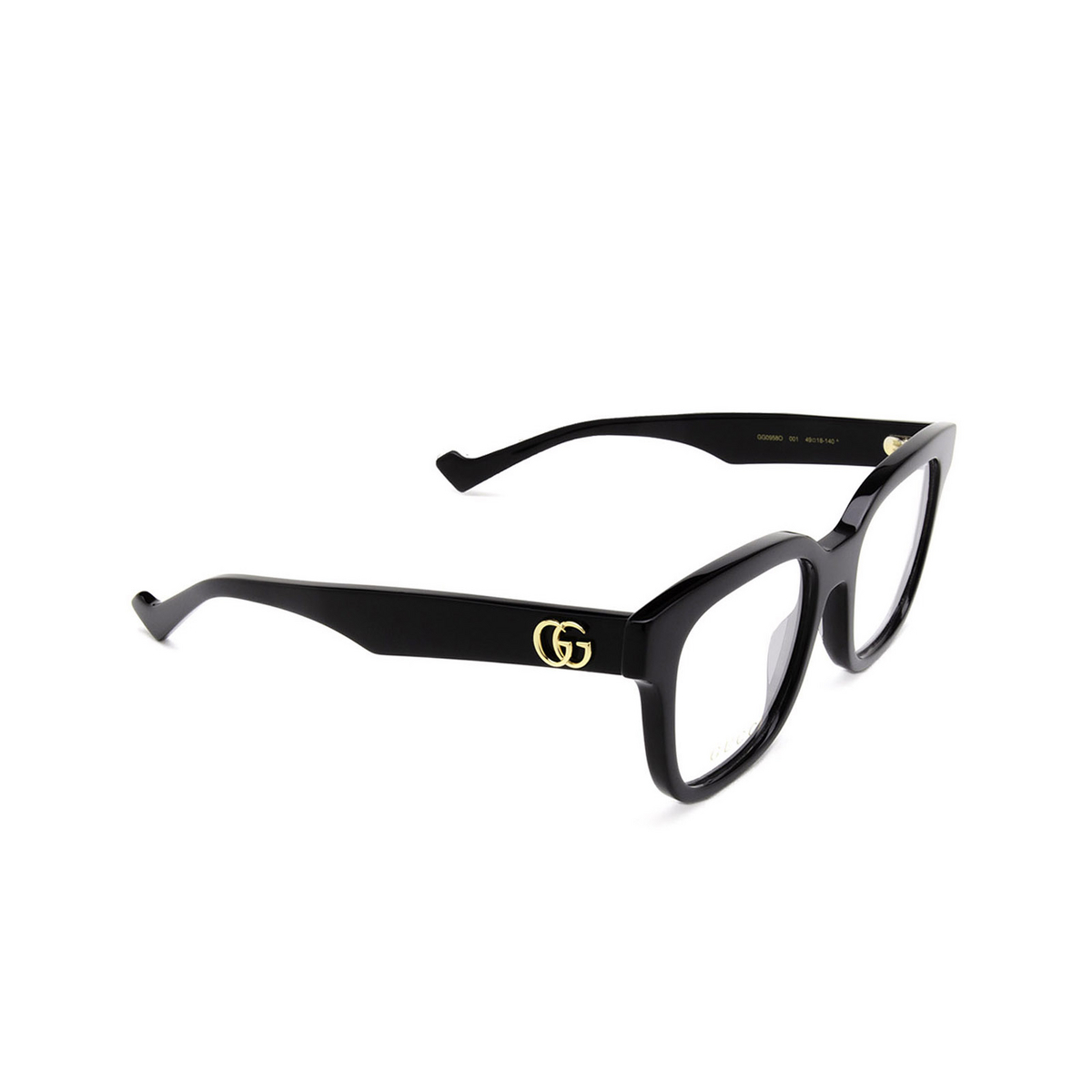 Gucci® Square Eyeglasses: GG0958O color Black 001 - three-quarters view.