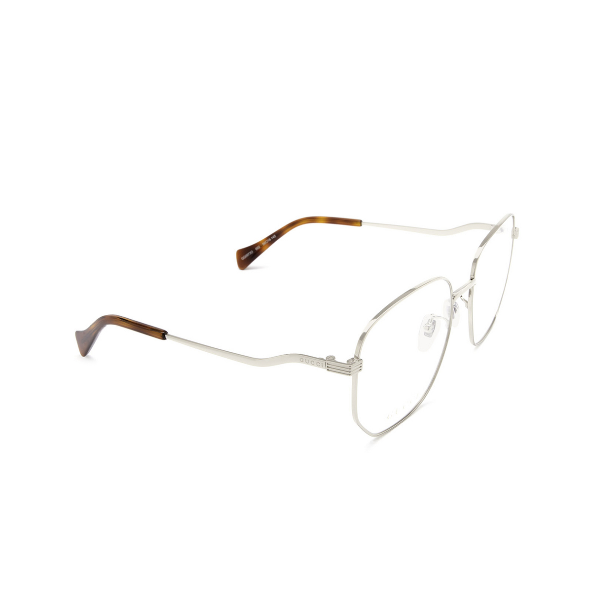 Gucci® Square Eyeglasses: GG0973O color 002 Silver - three-quarters view