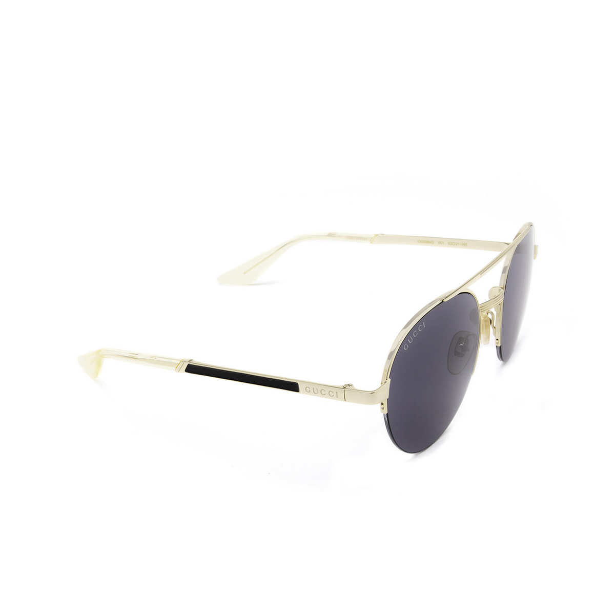 Gucci® Round Sunglasses: GG0984S color Gold 001 - three-quarters view.