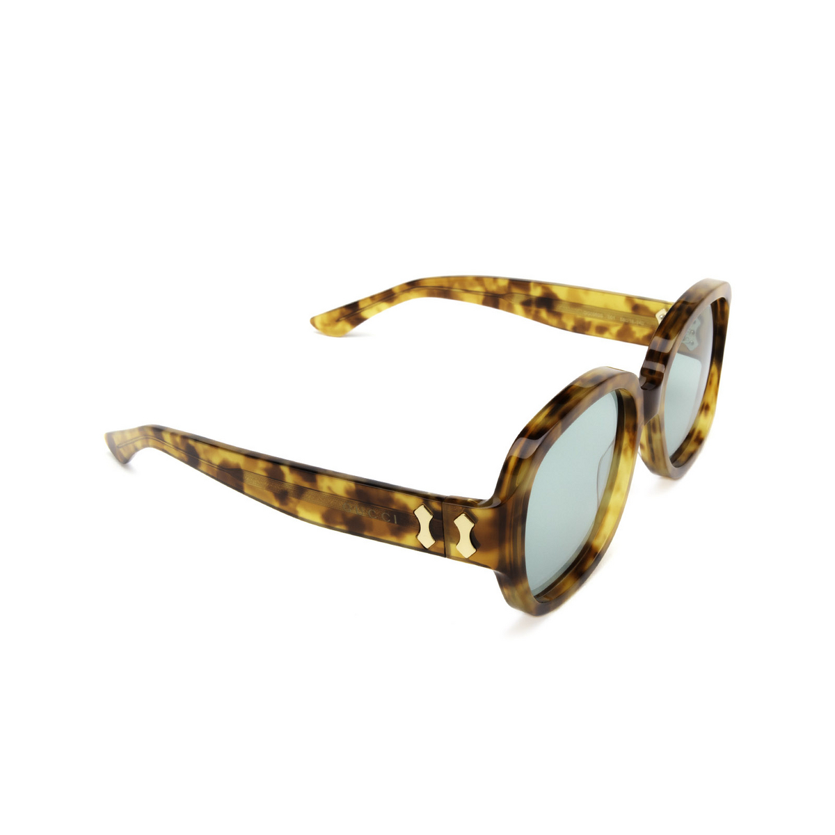 Gucci® Square Sunglasses: GG0989S color Havana 001 - three-quarters view.
