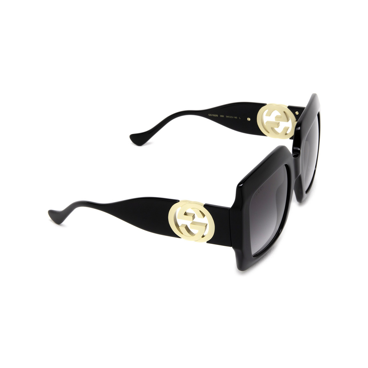 Gucci GG1022S Sunglasses 006 Black - three-quarters view