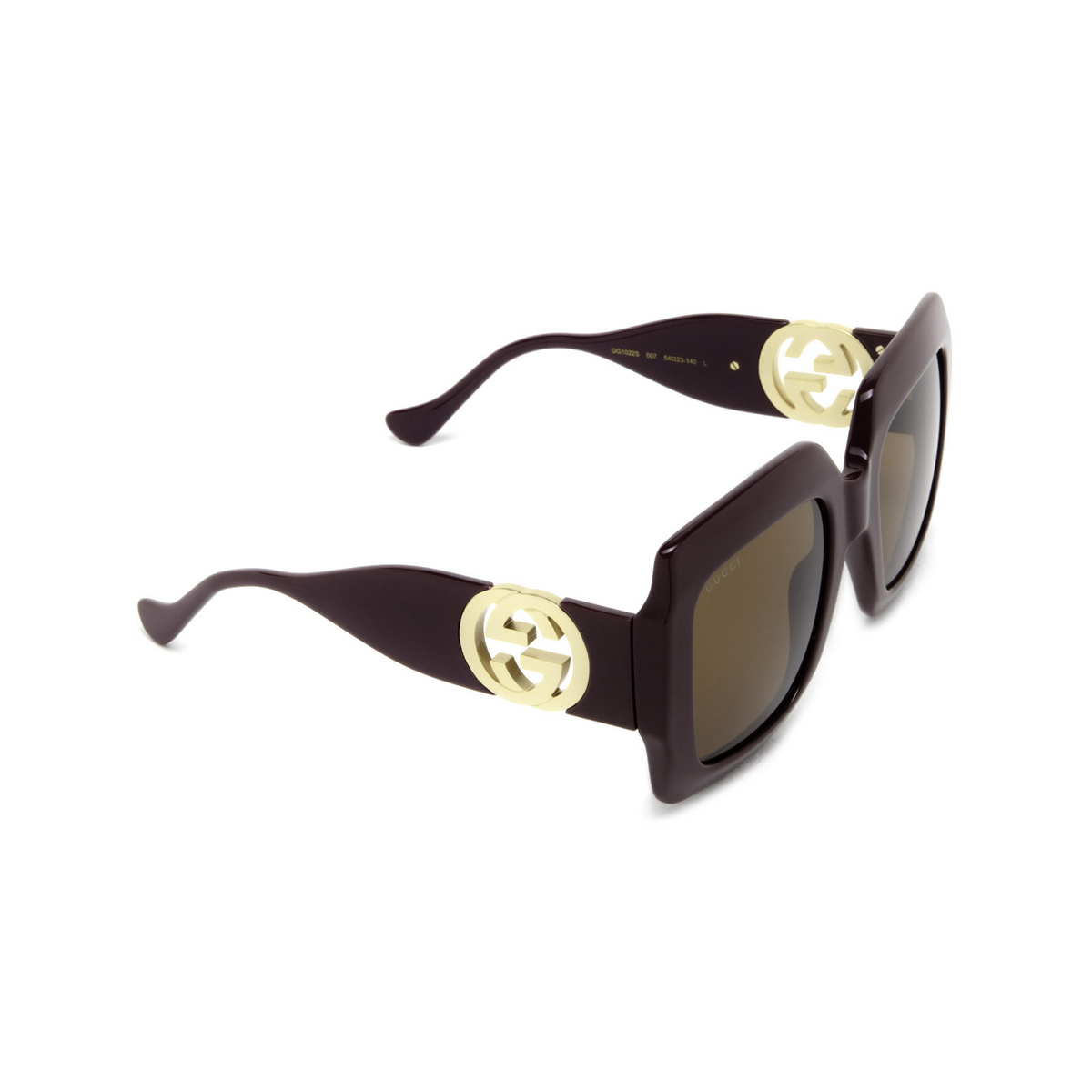 Gucci GG1022S Sunglasses 007 Brown - three-quarters view