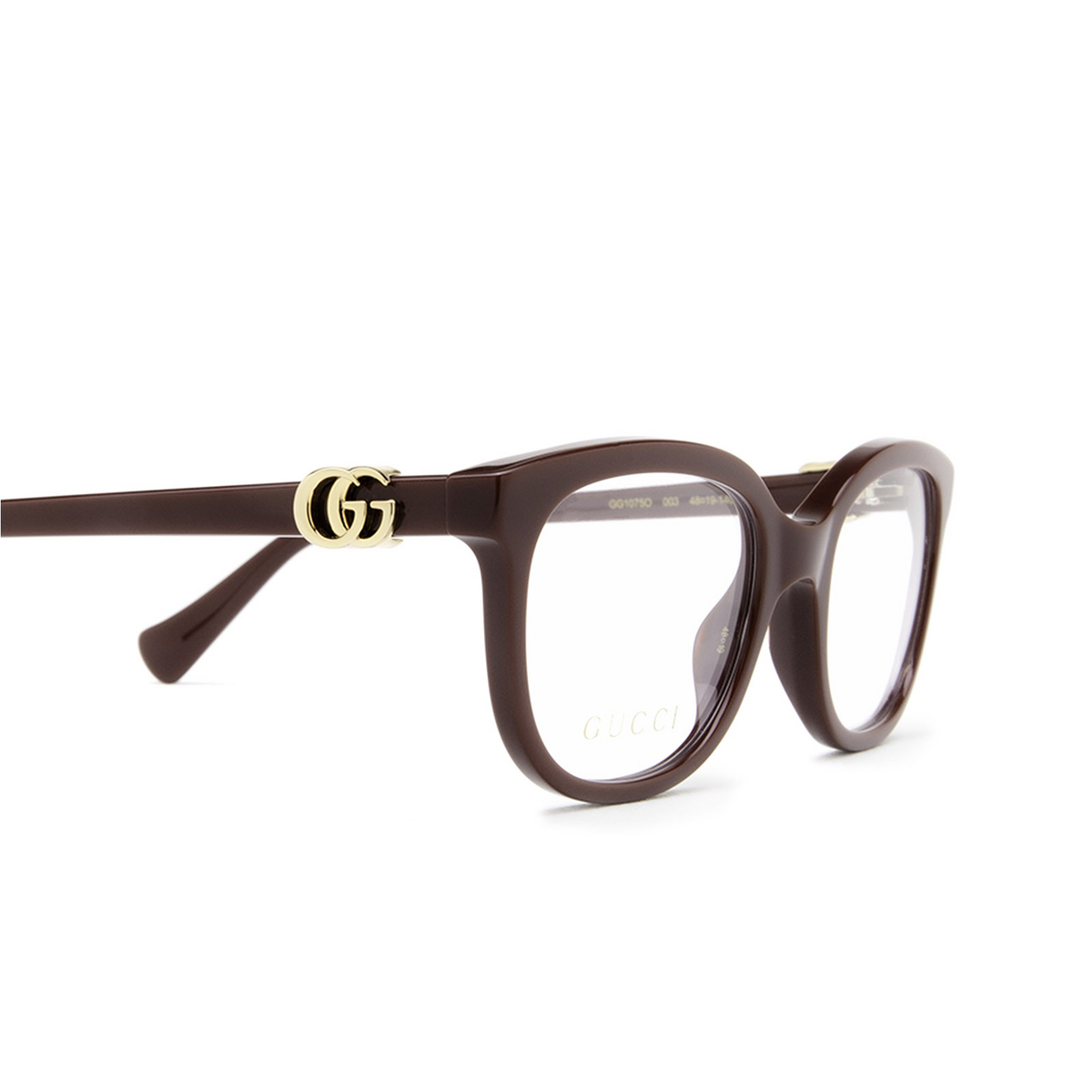 Gucci GG1075O Eyeglasses 003 Burgundy - product thumbnail 3/4