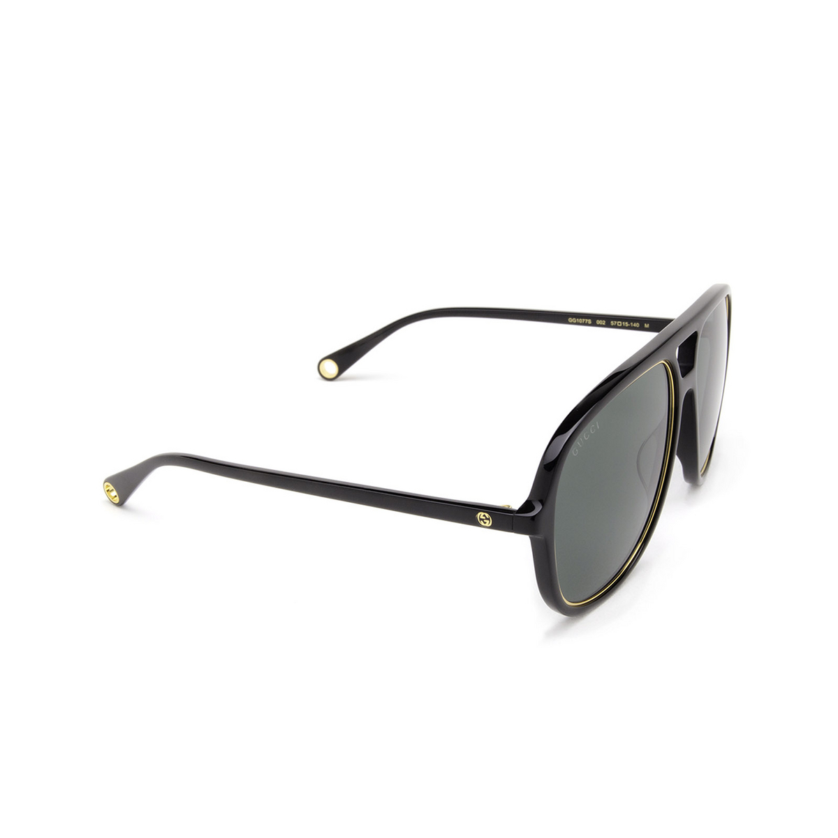 Gucci GG1077S Sunglasses 002 Black - three-quarters view