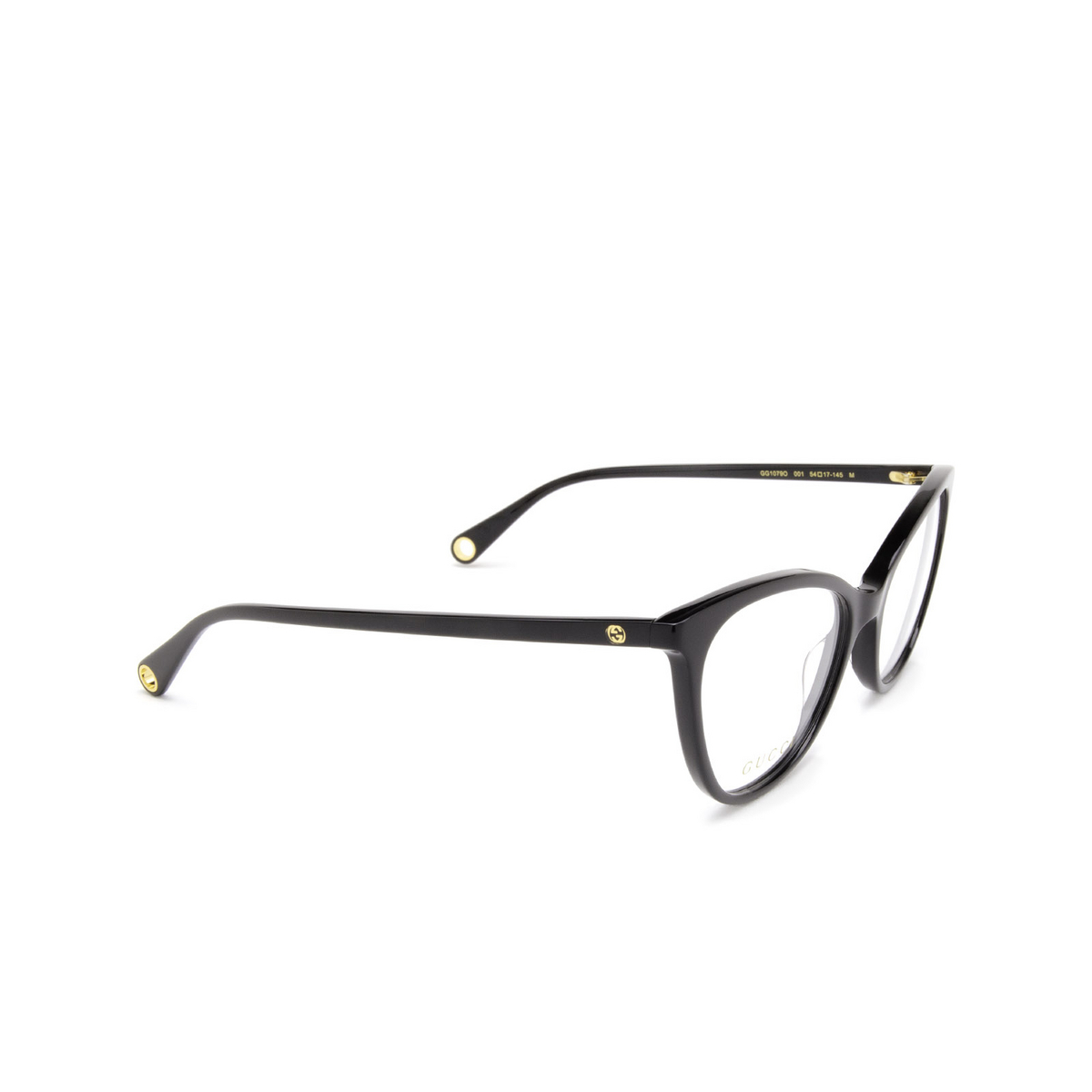 Gucci® Cat-eye Eyeglasses: GG1079O color 001 Black - three-quarters view