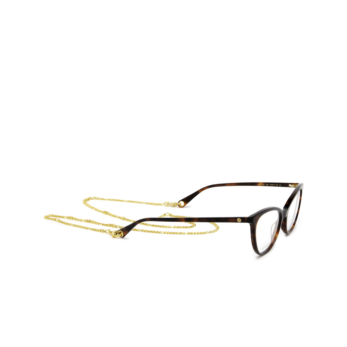 Gucci® Cat-eye Eyeglasses: GG1079O color 002 Havana - three-quarters view