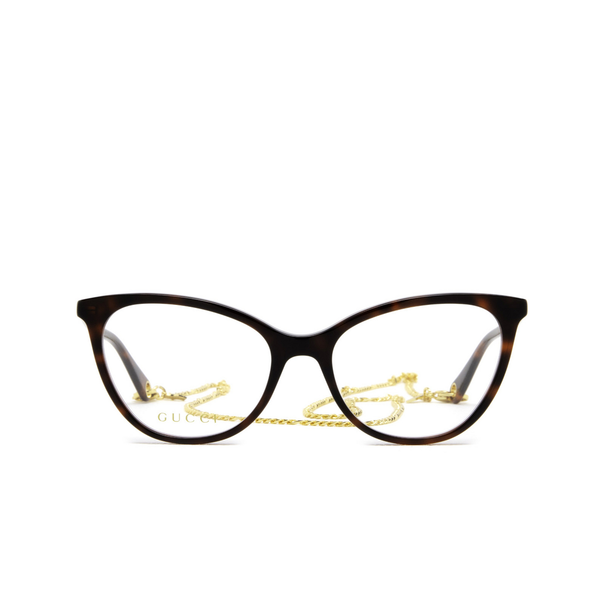 Gucci® Cat-eye Eyeglasses: GG1079O color 002 Havana - front view