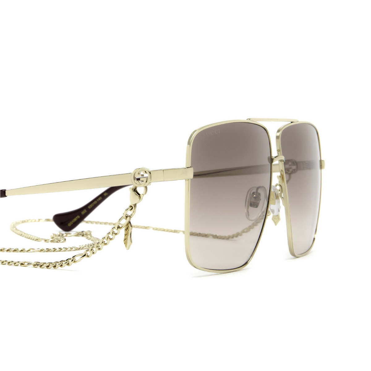 Gucci® Irregular Sunglasses: GG1087S color Gold 002 - 3/4.