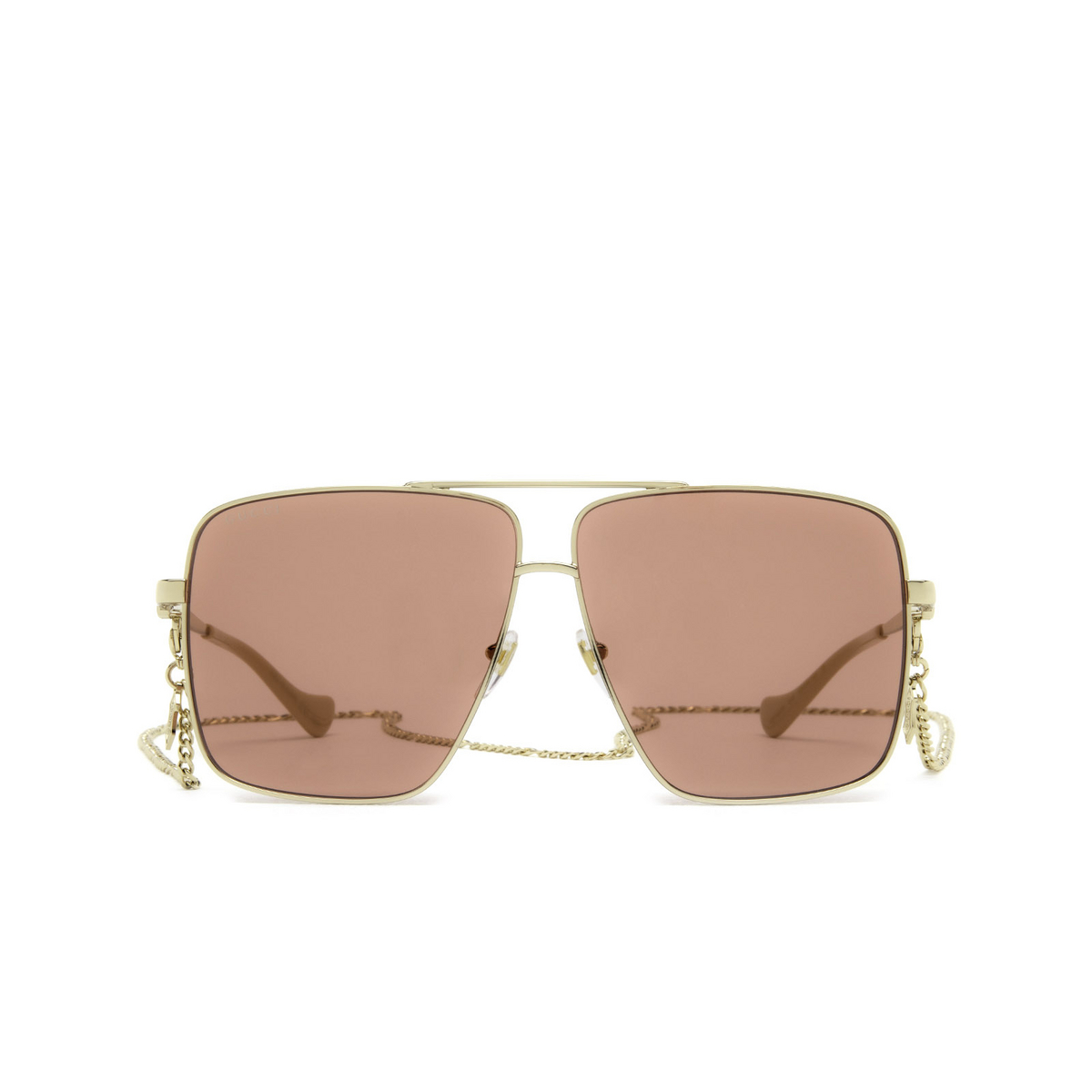 Gucci® Irregular Sunglasses: GG1087S color Gold 003 - front view.