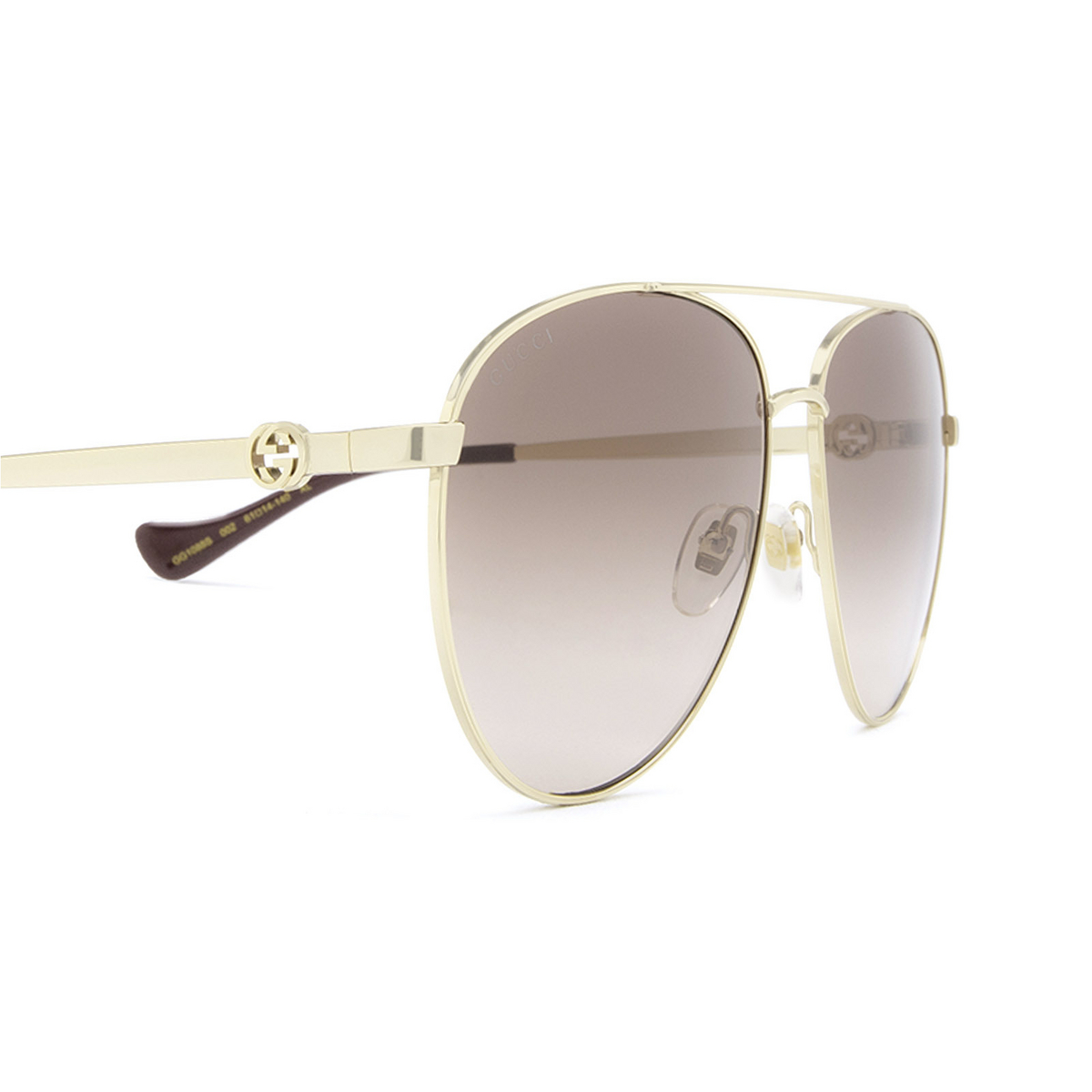 Gucci® Aviator Sunglasses: GG1088S color Gold 002 - 3/3.