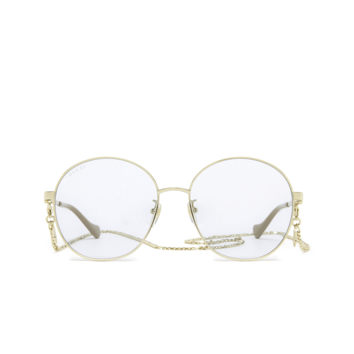 Gucci® Round Sunglasses: GG1090SA color Gold 004 - front view.
