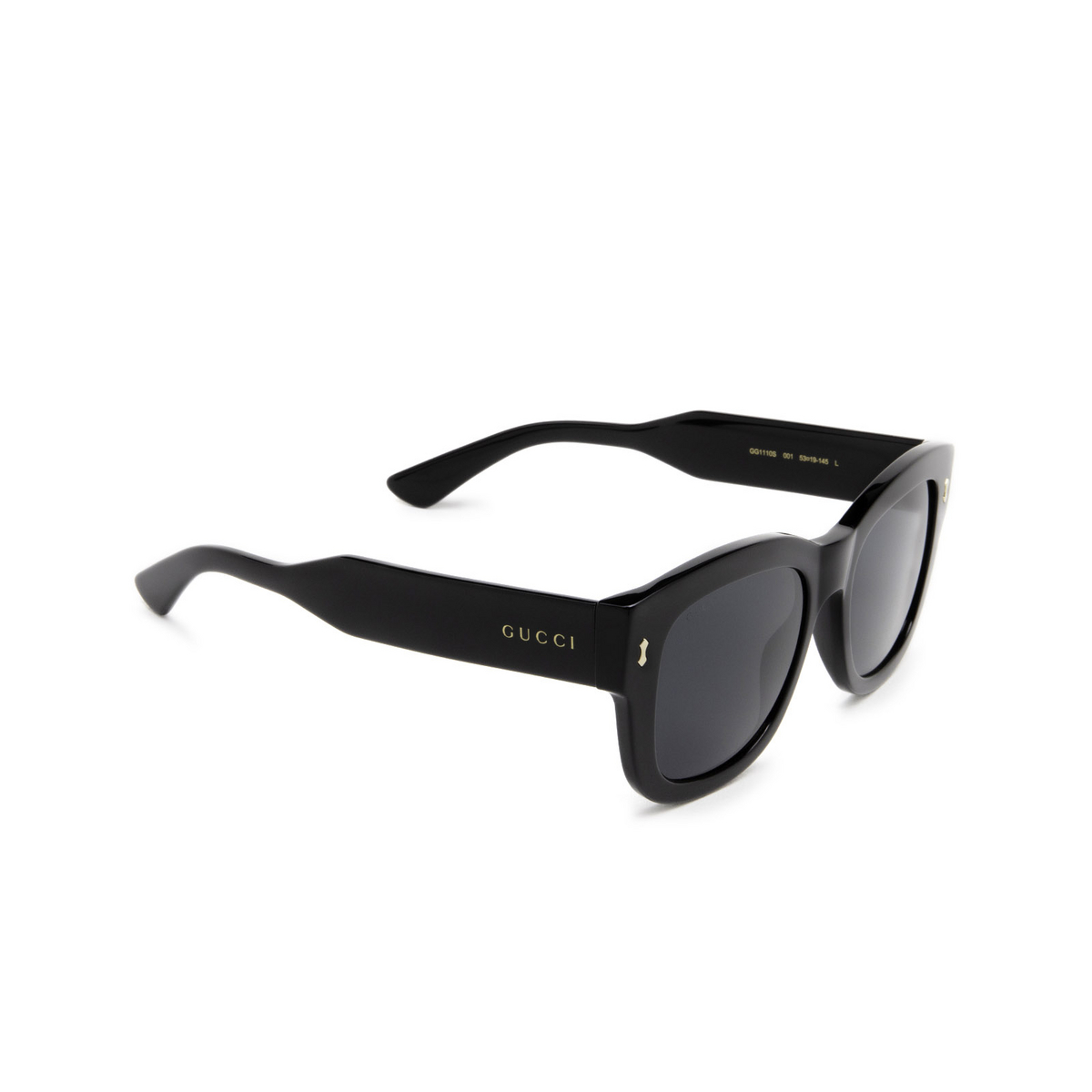 Gucci® Square Sunglasses: GG1110S color Black 001 - three-quarters view.