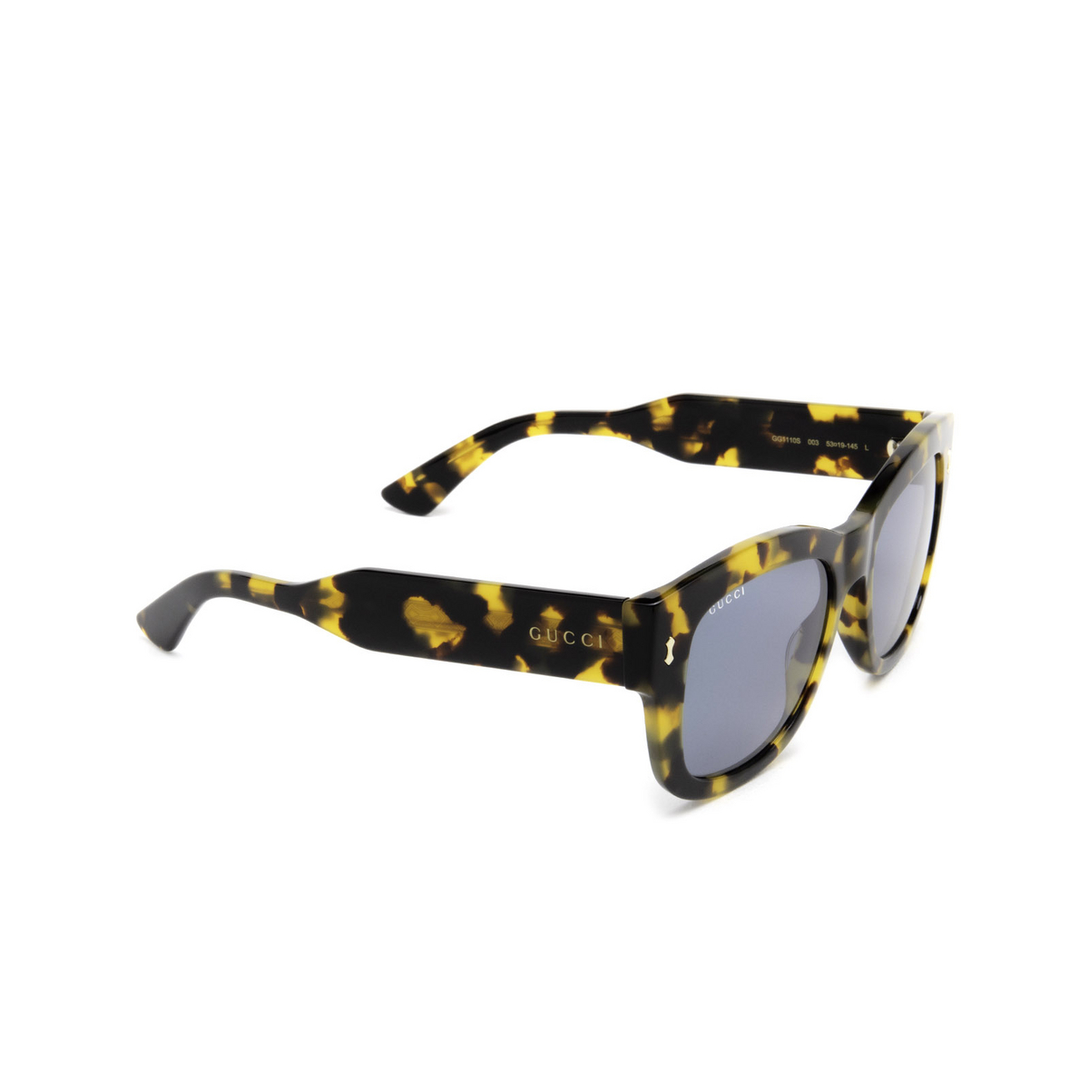 Gucci® Square Sunglasses: GG1110S color Havana 003 - three-quarters view.