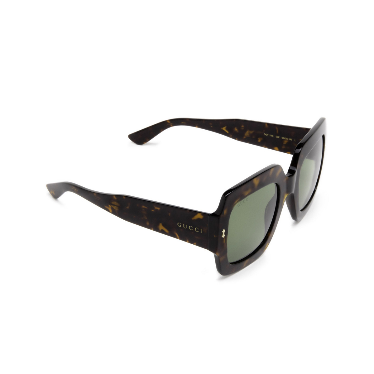 Gucci® Square Sunglasses: GG1111S color Havana 002 - three-quarters view.