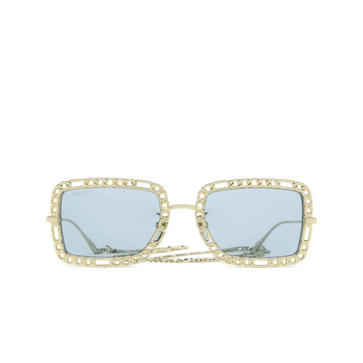 Gucci® Rectangle Sunglasses: GG1112S color Gold 002 - front view.