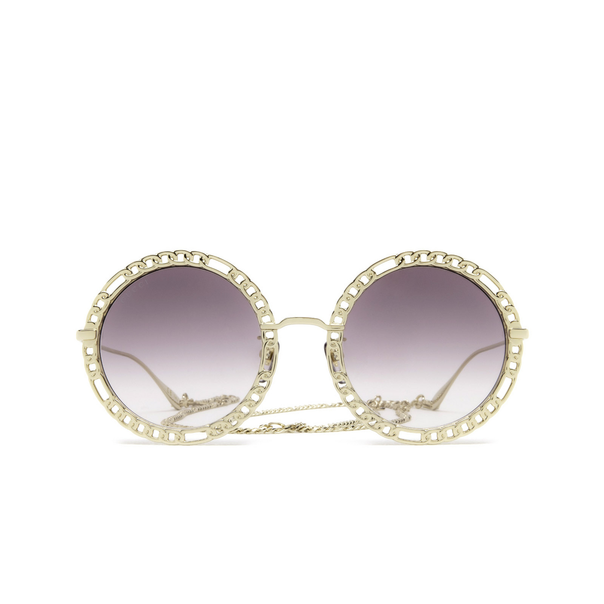 Gucci® Round Sunglasses: GG1113S color Gold 002 - front view.