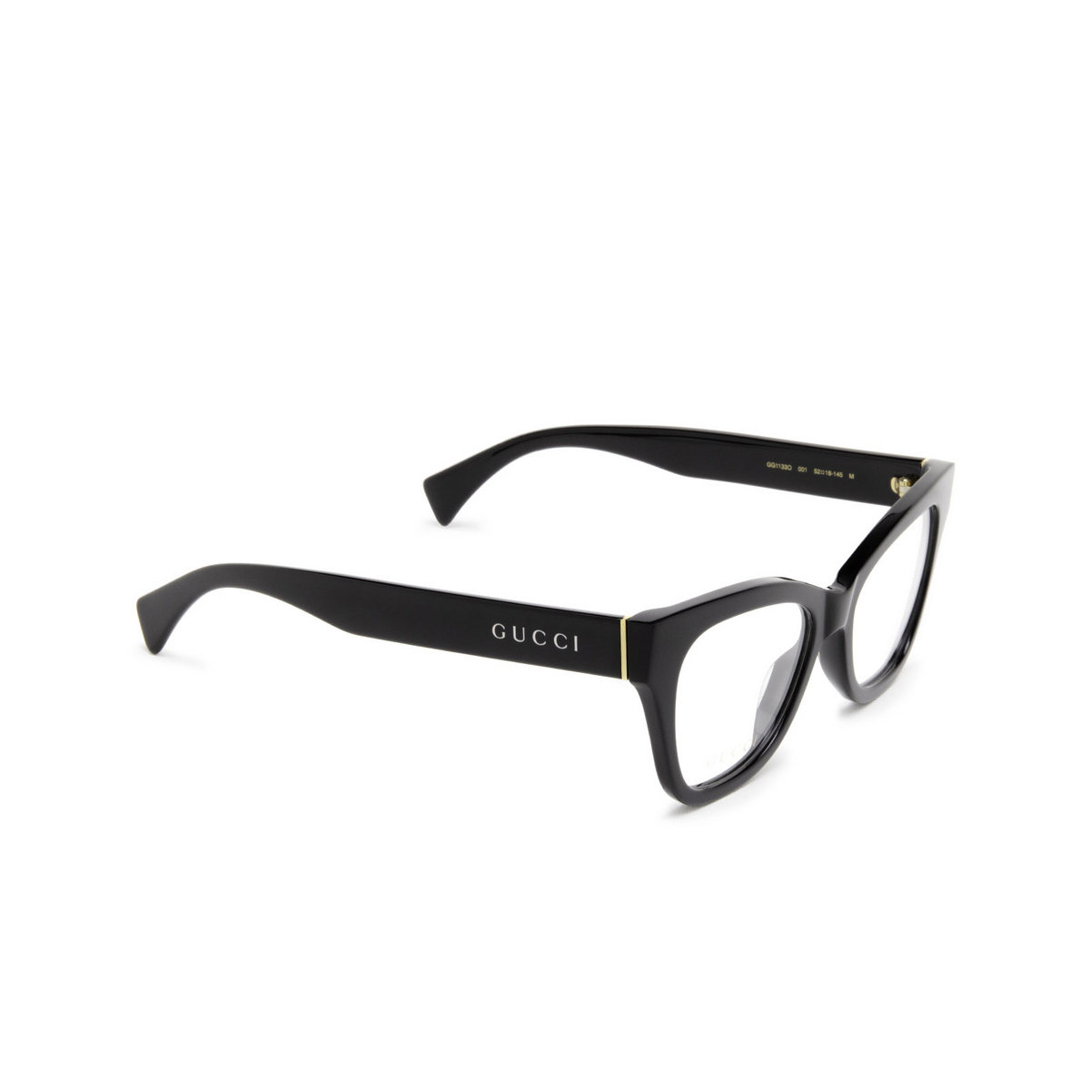 Gucci® Cat-eye Eyeglasses: GG1133O color Black 001 - three-quarters view.