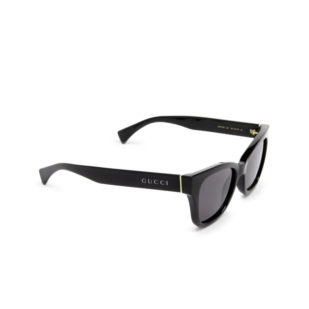 Gucci® Cat-eye Sunglasses: GG1133S color 001 Black - three-quarters view