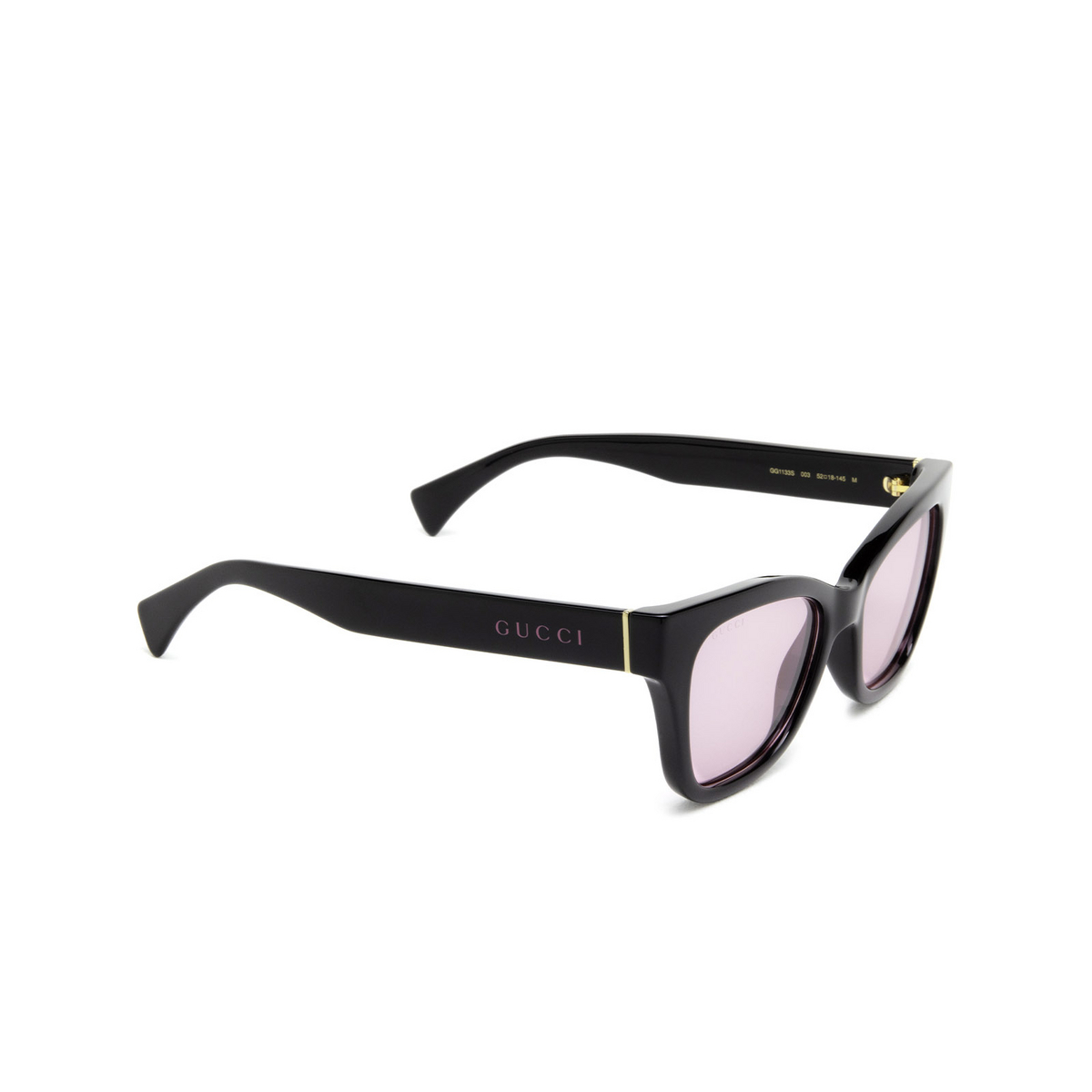 Gucci® Cat-eye Sunglasses: GG1133S color 003 Black - three-quarters view