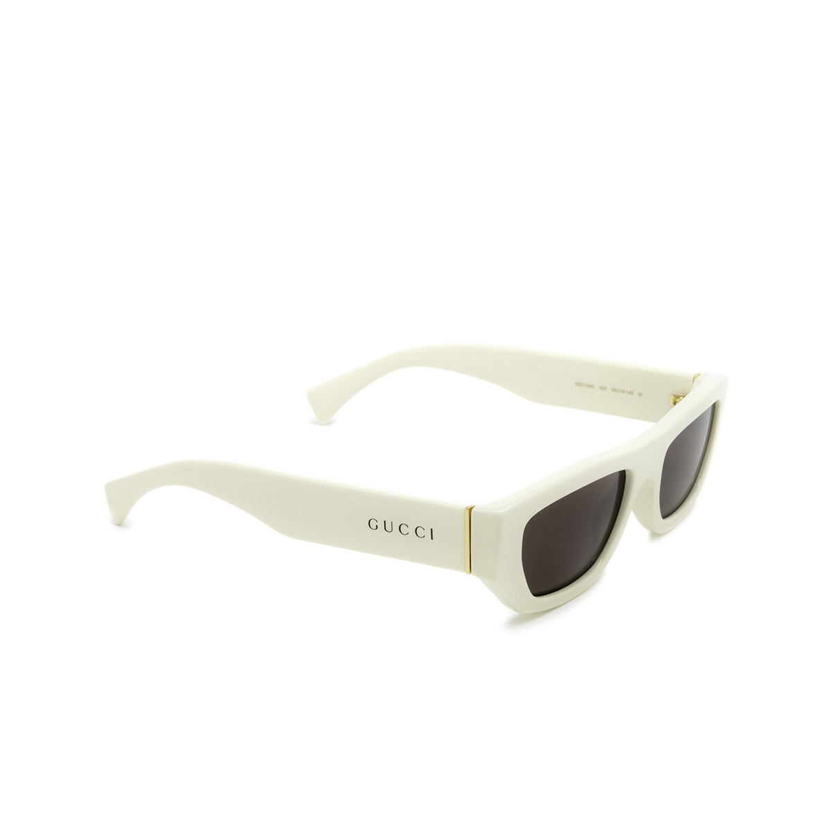 Gucci® Rectangle Sunglasses: GG1134S color Ivory 003 - three-quarters view.
