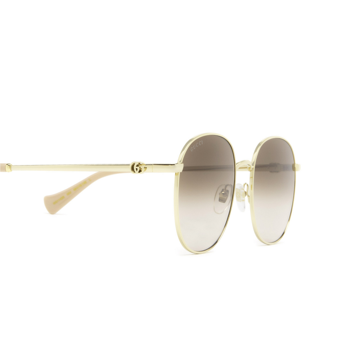 Gucci® Round Sunglasses: GG1142S color 002 Gold - 3/4