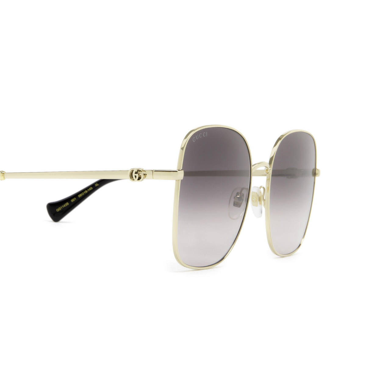 Gucci® Square Sunglasses: GG1143S color Gold 001 - 3/3.