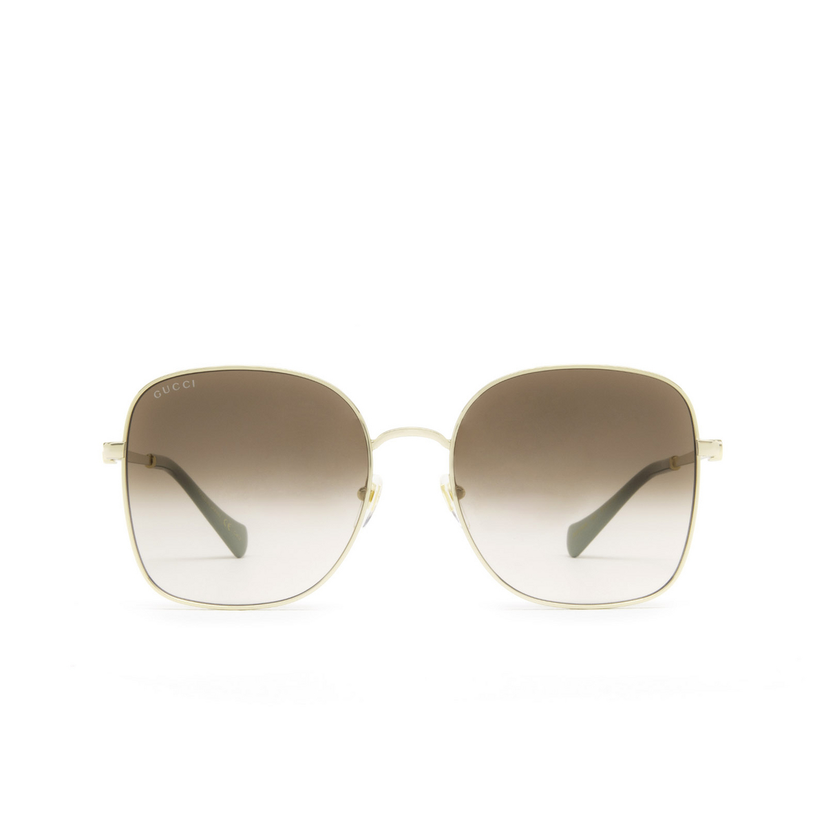 Gucci® Square Sunglasses: GG1143S color Gold 002 - front view.