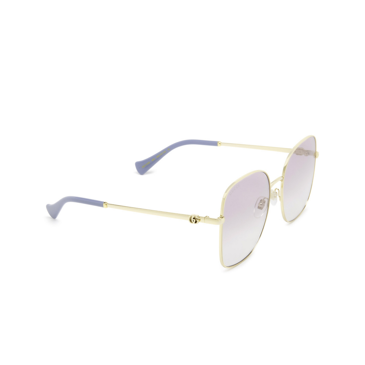 Gucci® Square Sunglasses: GG1143S color Gold 003 - three-quarters view.
