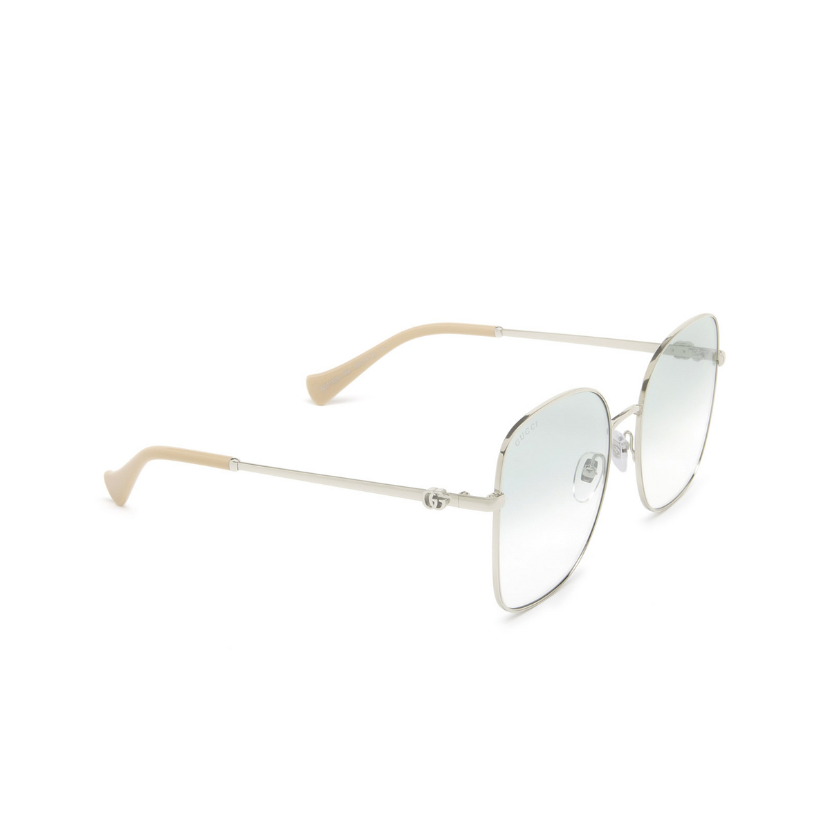 Gucci® Square Sunglasses: GG1143S color 004 Silver - three-quarters view