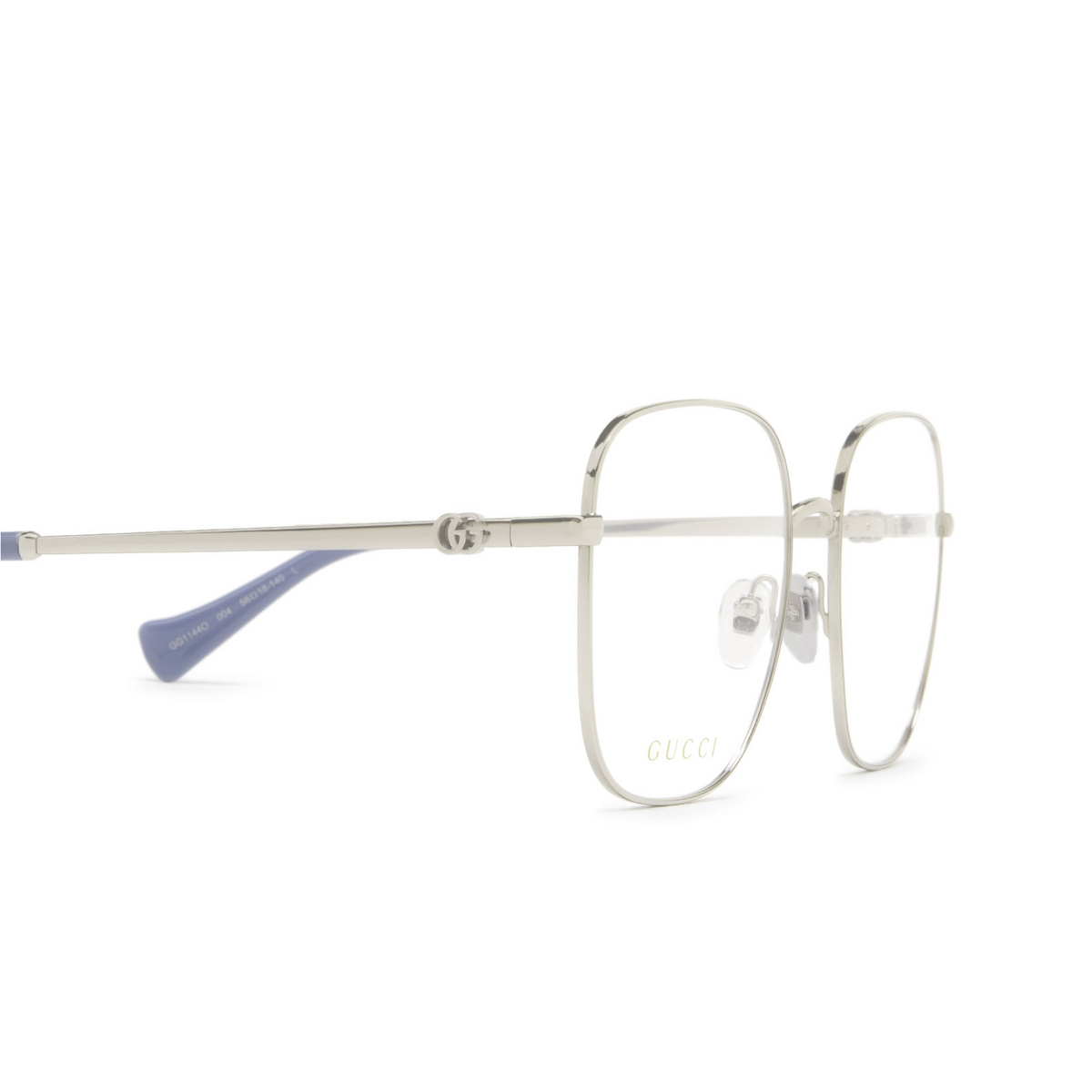 Gucci® Square Eyeglasses: GG1144O color 004 Silver - 3/3