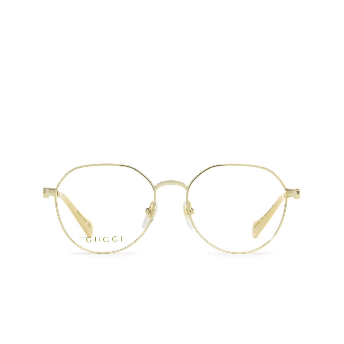Gucci® Round Eyeglasses: GG1145O color Gold 001 - front view.