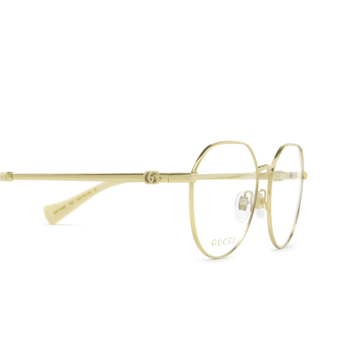 Gucci® Round Eyeglasses: GG1145O color 003 Gold - 3/3